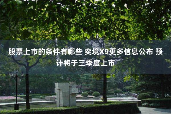 股票上市的条件有哪些 奕境X9更多信息公布 预计将于三季度上市