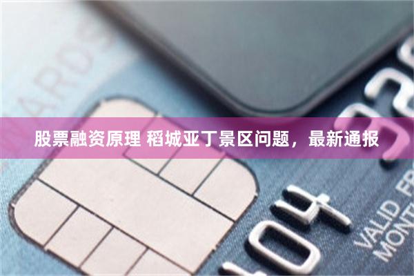 股票融资原理 稻城亚丁景区问题，最新通报