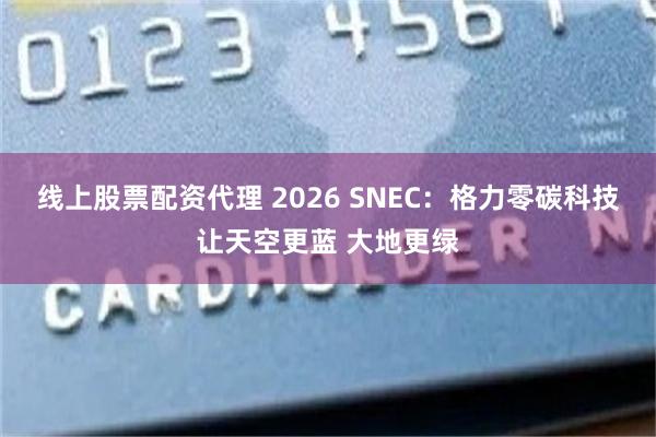 线上股票配资代理 2026 SNEC：格力零碳科技让天空更蓝 大地更绿