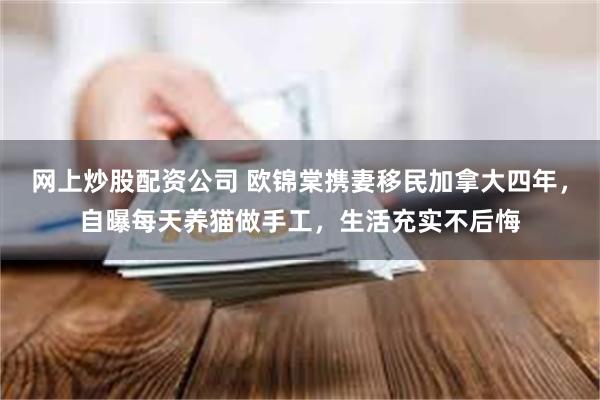 网上炒股配资公司 欧锦棠携妻移民加拿大四年，自曝每天养猫做手工，生活充实不后悔